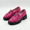 Women's magenta moccasins TN, 131, made of natural leather 