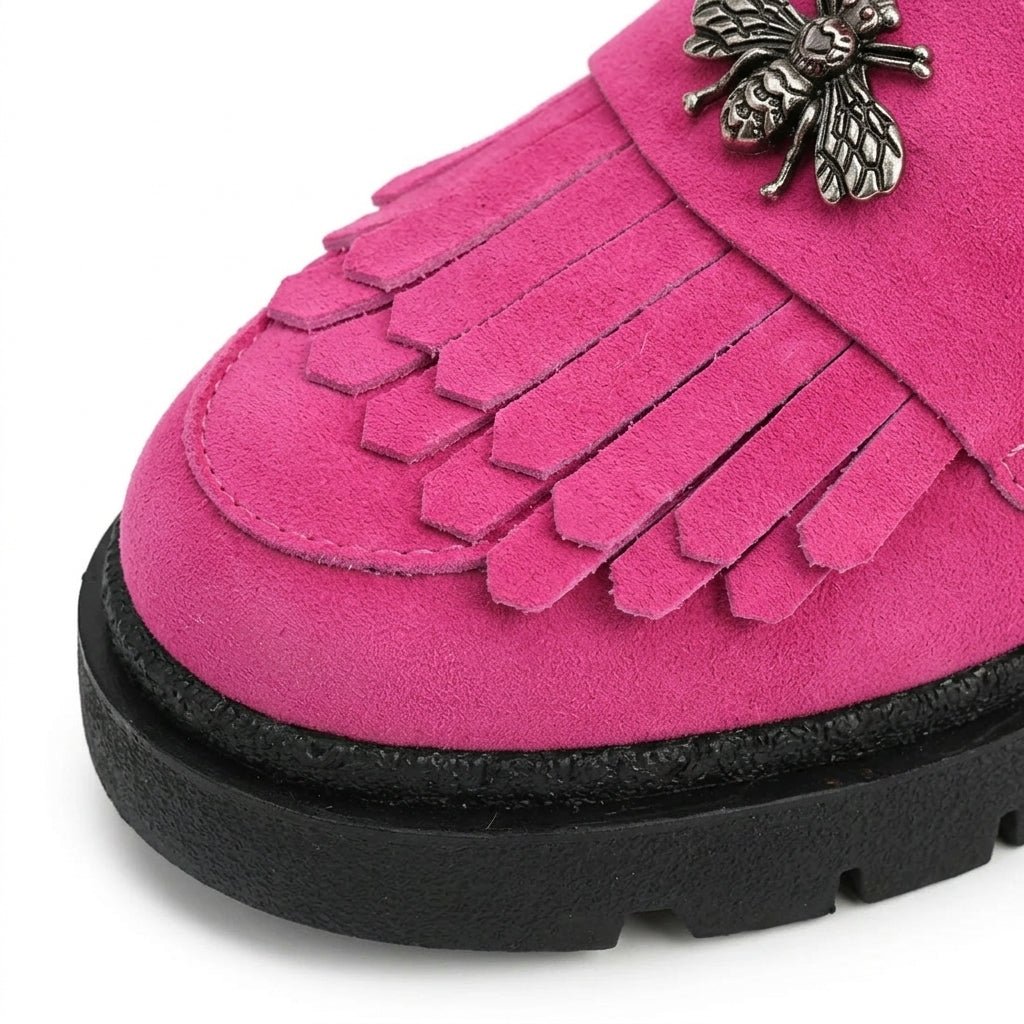 Mocasini dama magenta-velur, R-Ruby, din piele naturala - Paul Style