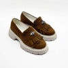 Women's brown loafers, 131, made of suede