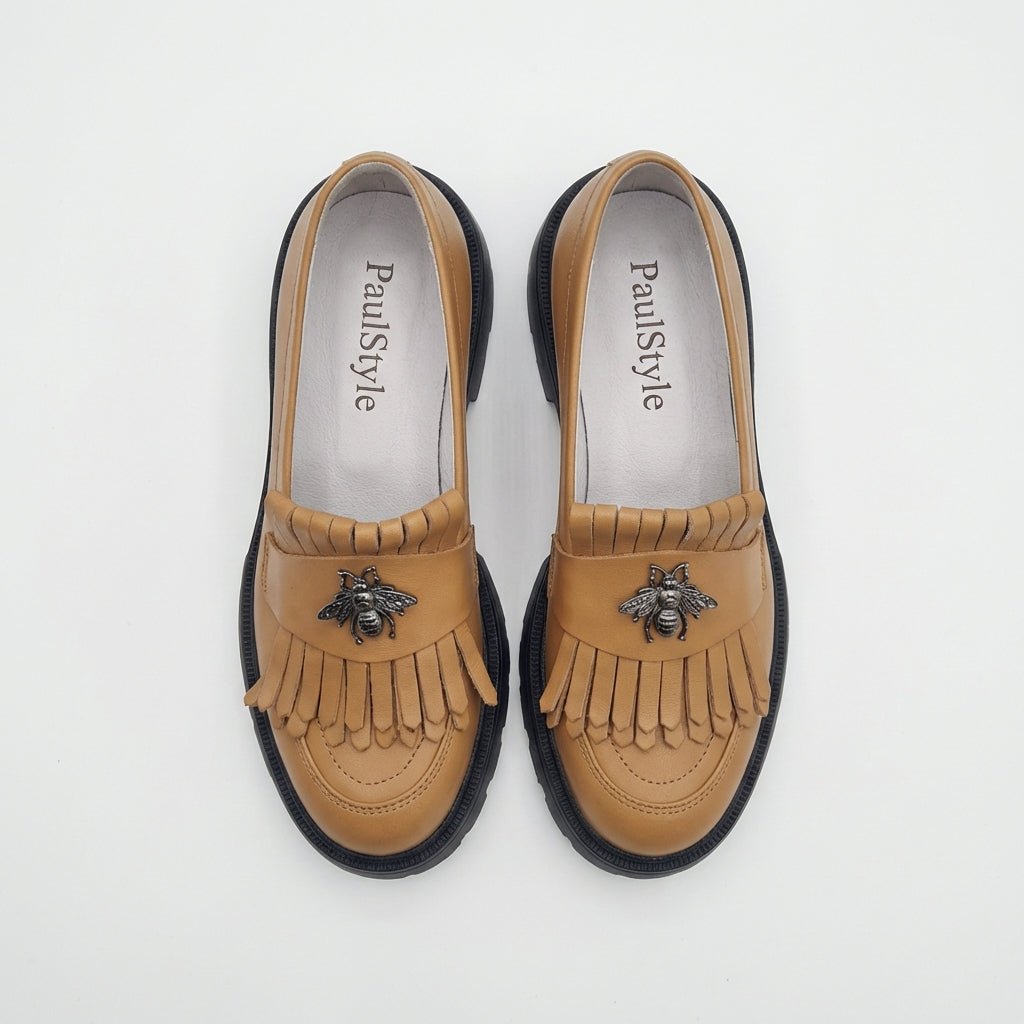 Mocasini dama maro, 131, din piele naturala cu talpa neagra - Paul Style