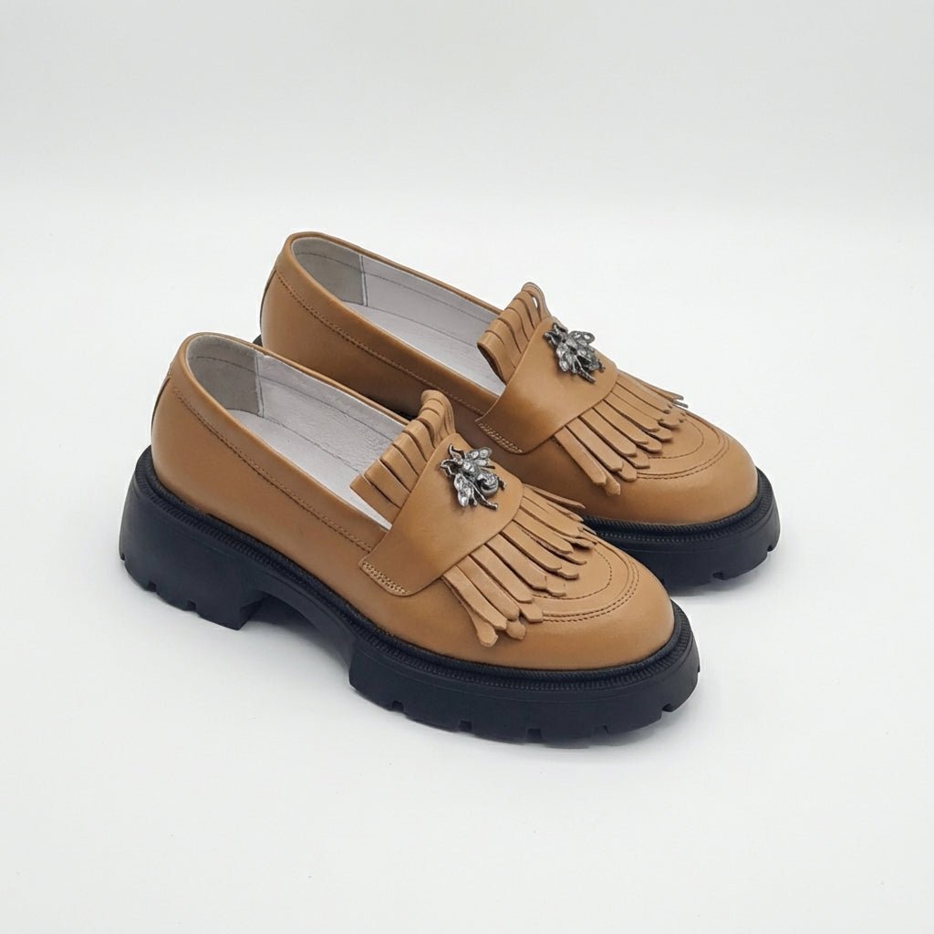 Mocasini dama maro, 131, din piele naturala cu talpa neagra - Paul Style