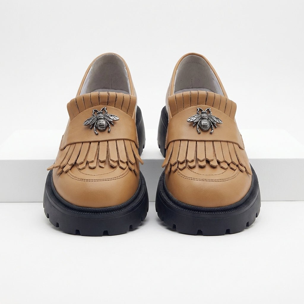 Mocasini dama maro, 131, din piele naturala cu talpa neagra - Paul Style