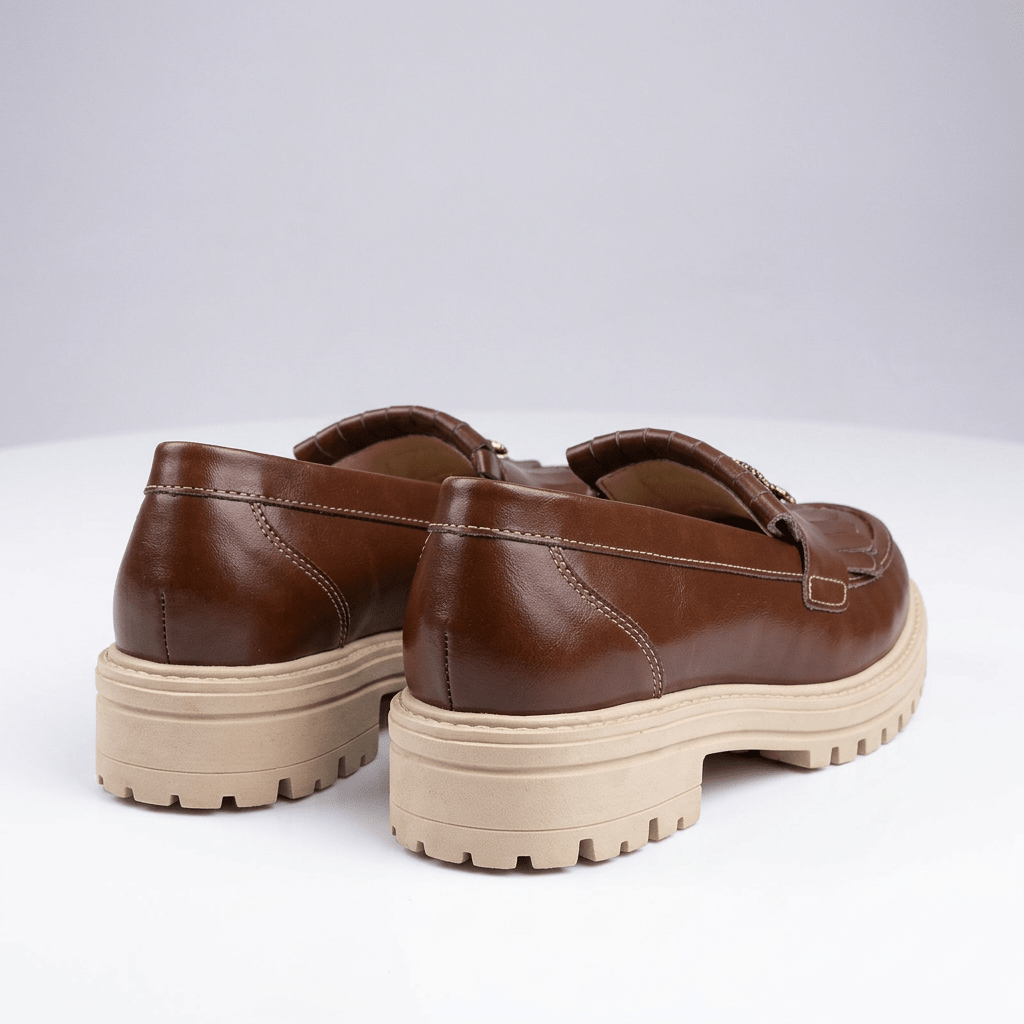 Mocasini dama maro - bej, B - Florenta, din piele naturala - Paul Style