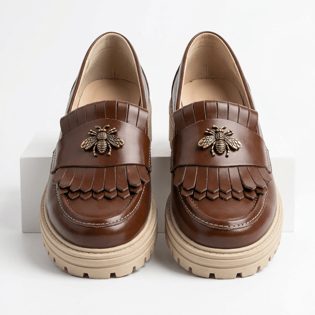 Mocasini dama maro - bej, B - Florenta, din piele naturala - Paul Style