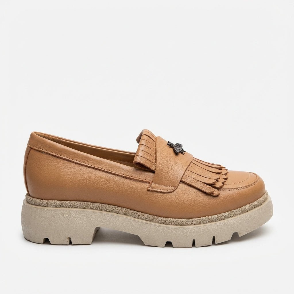 Mocasini dama maro - caramel,Ionela - 123, din piele naturala - Paul Style