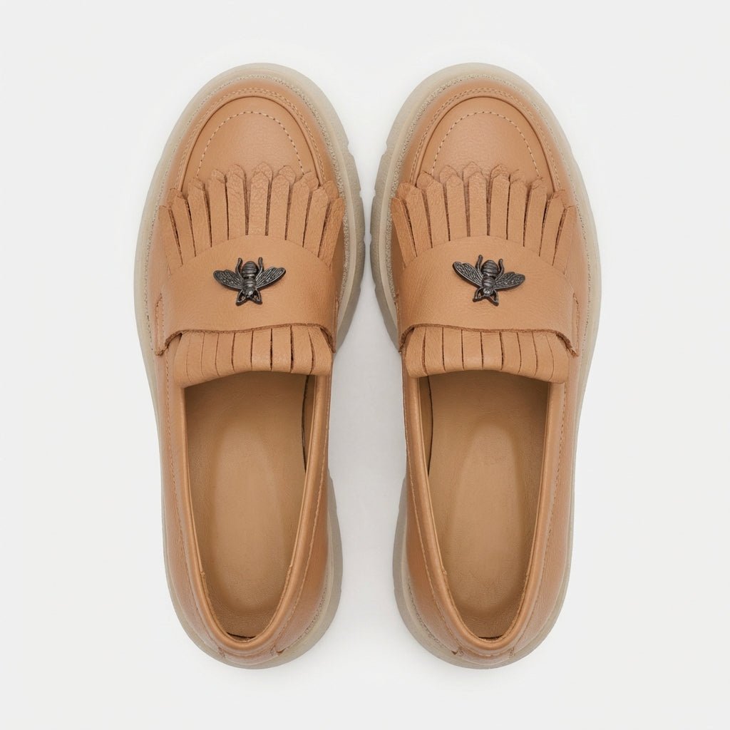 Mocasini dama maro - caramel,Ionela - 123, din piele naturala - Paul Style