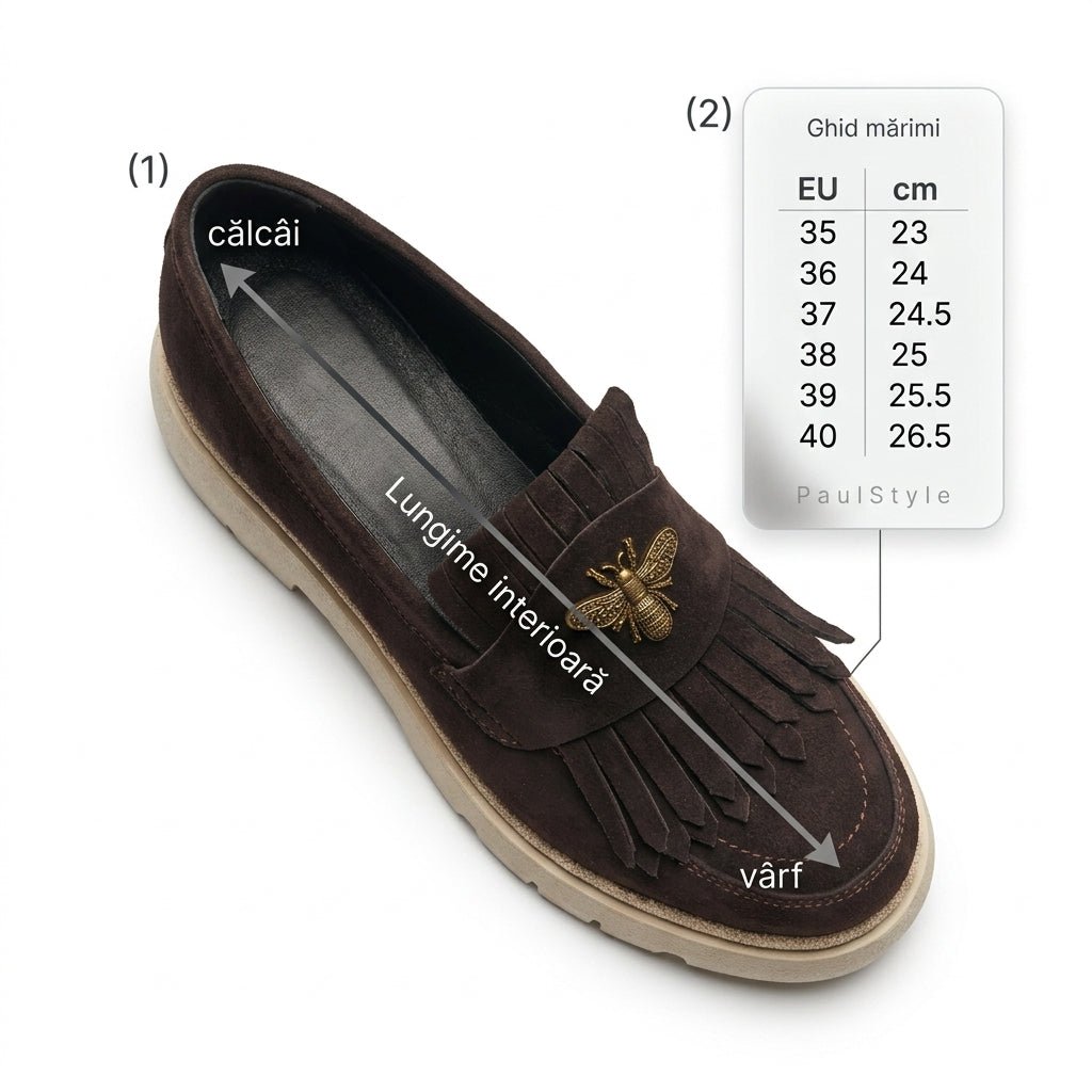 Mocasini dama maro inchis - velur 231, din piele naturala - Paul Style