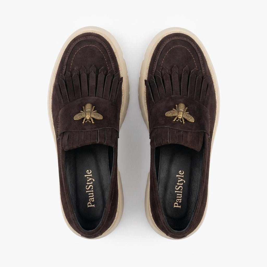 Mocasini dama maro inchis - velur 231, din piele naturala - Paul Style