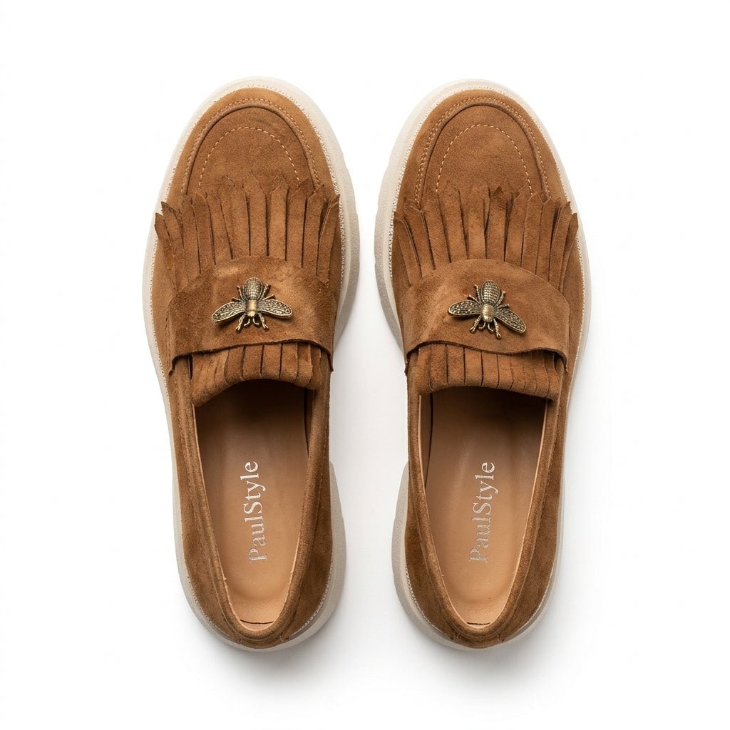 Mocasini dama maro - velur T.A 231, din piele naturala - Paul Style