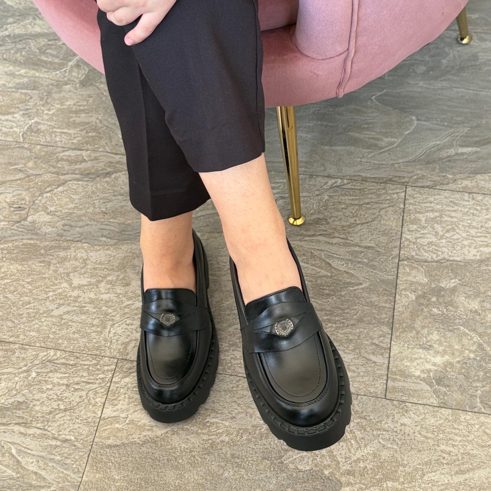 Mocasini dama negri, 129, din piele naturala - Paul Style