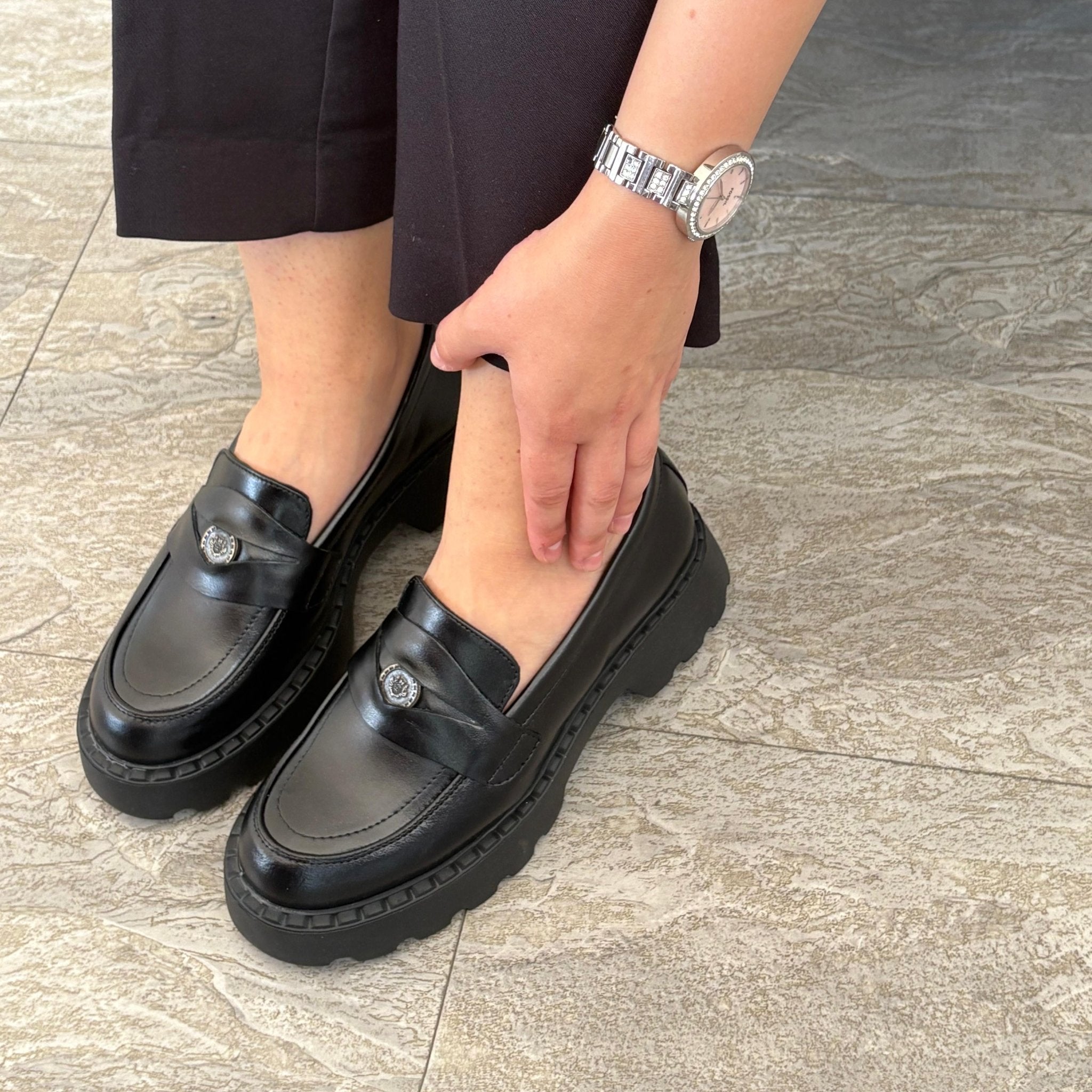 Mocasini dama negri, 129, din piele naturala - Paul Style