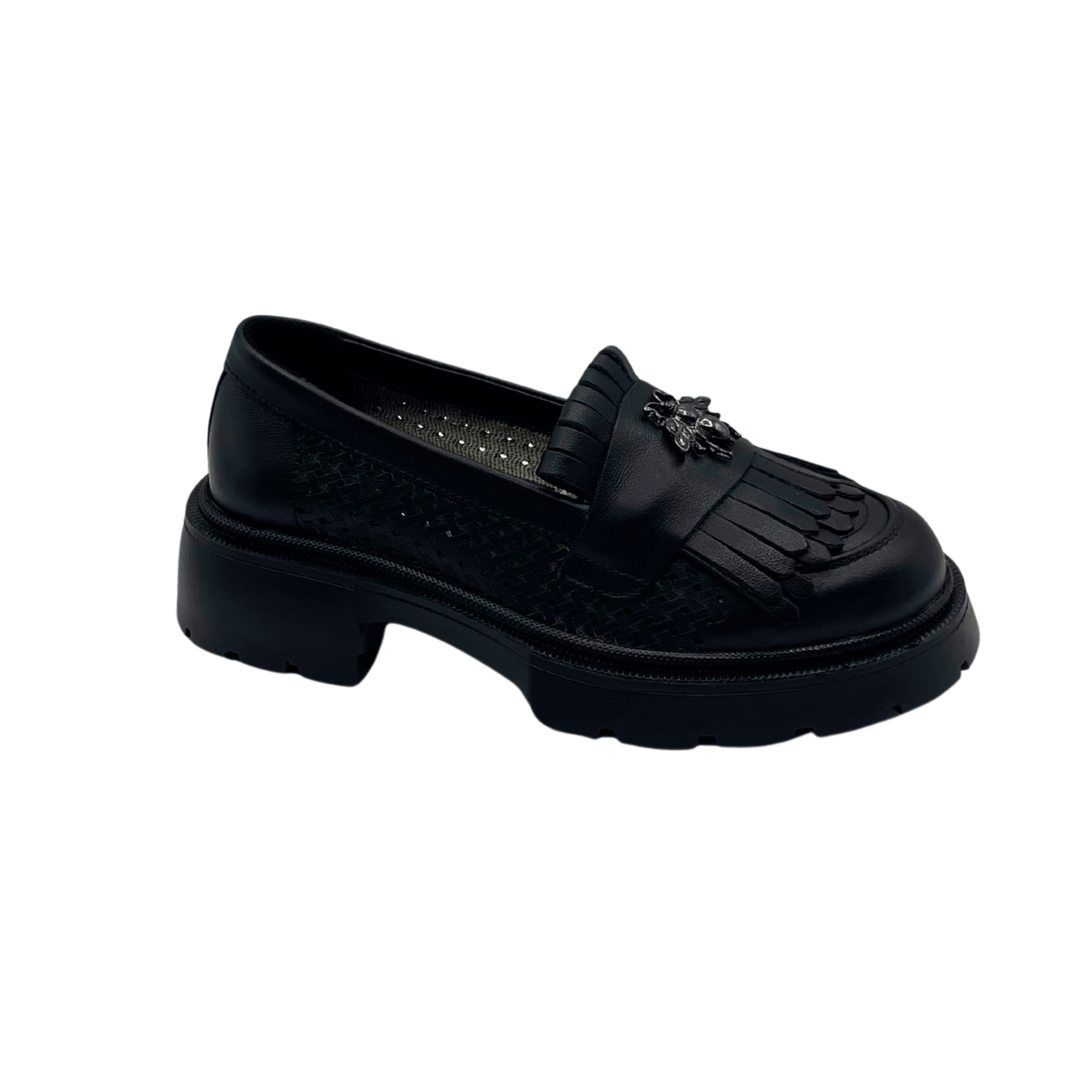 Mocasini dama negri, 131, din piele naturala perforata cu laserul - Paul Style