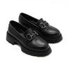 Women's black loafers, 132, made of genuine leather