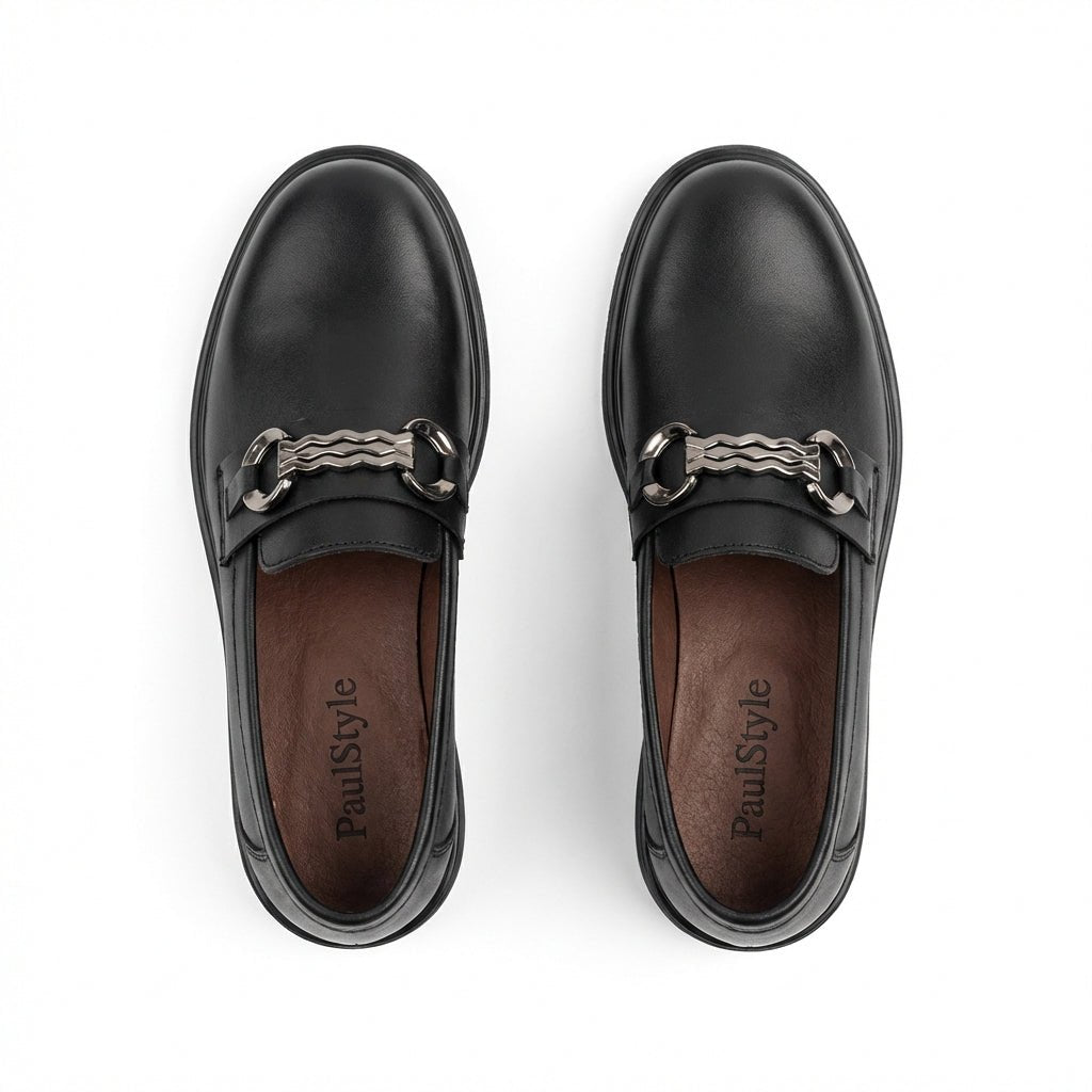 Mocasini dama negri ,A290 - 1, din piele naturala - Paul Style
