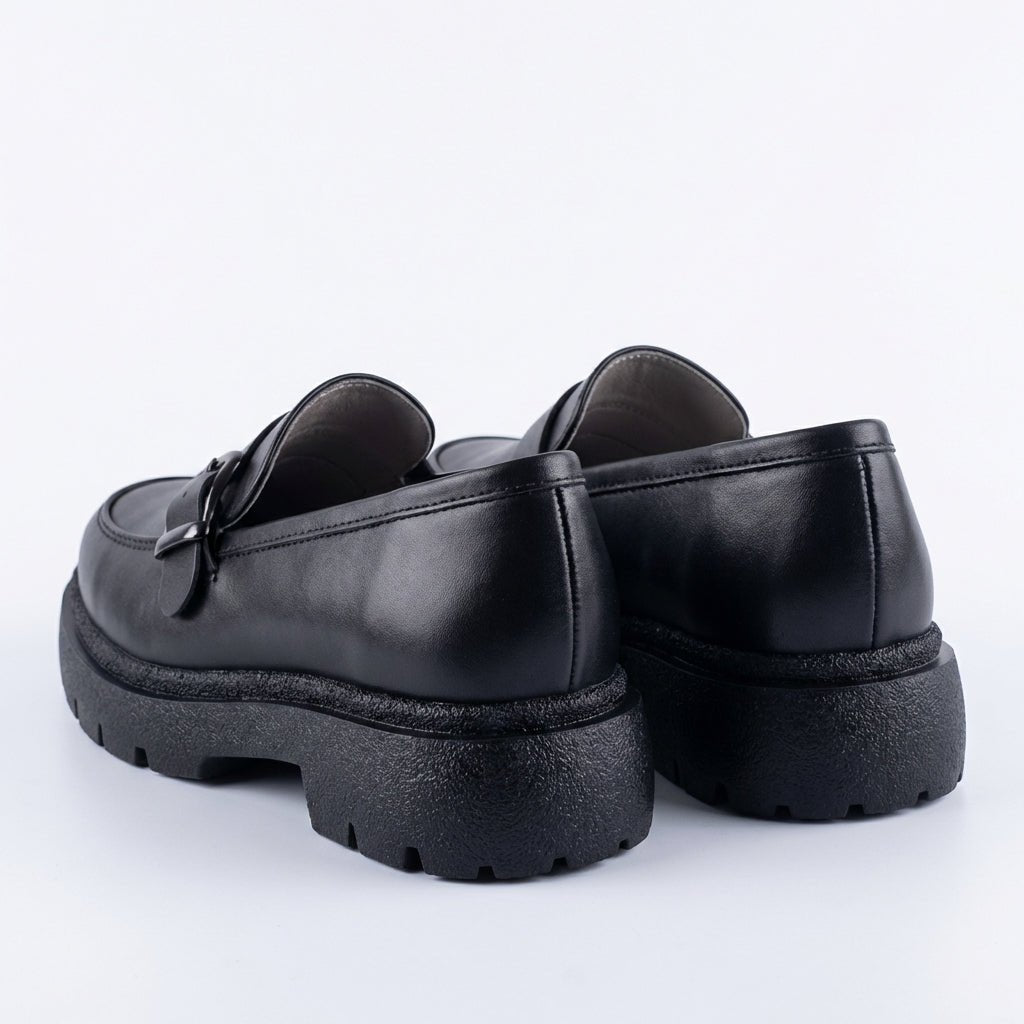 Mocasini dama negri cu catarama, Ionela - 203, din piele naturala - Paul Style