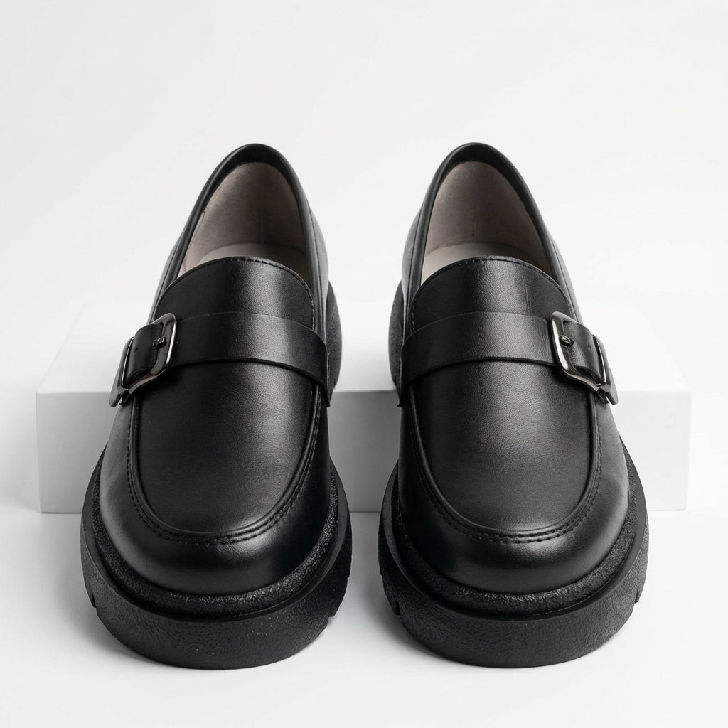 Mocasini dama negri cu catarama, Ionela - 203, din piele naturala - Paul Style