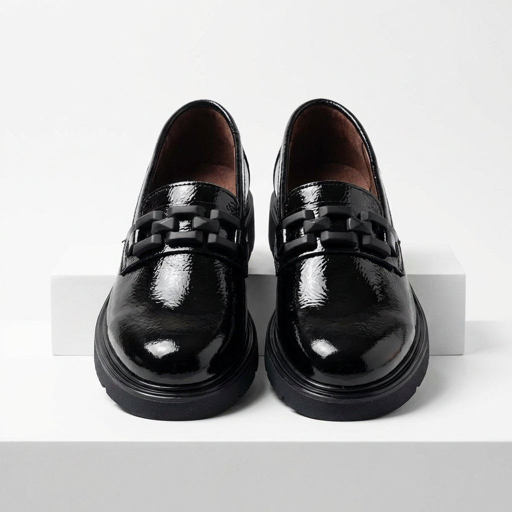 Mocasini dama negri - lac ,A - 290, din piele naturala - Paul Style