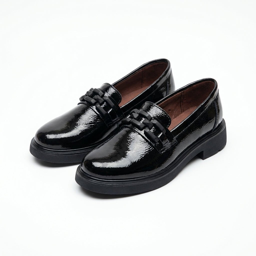 Mocasini dama negri - lac ,A - 290, din piele naturala - Paul Style