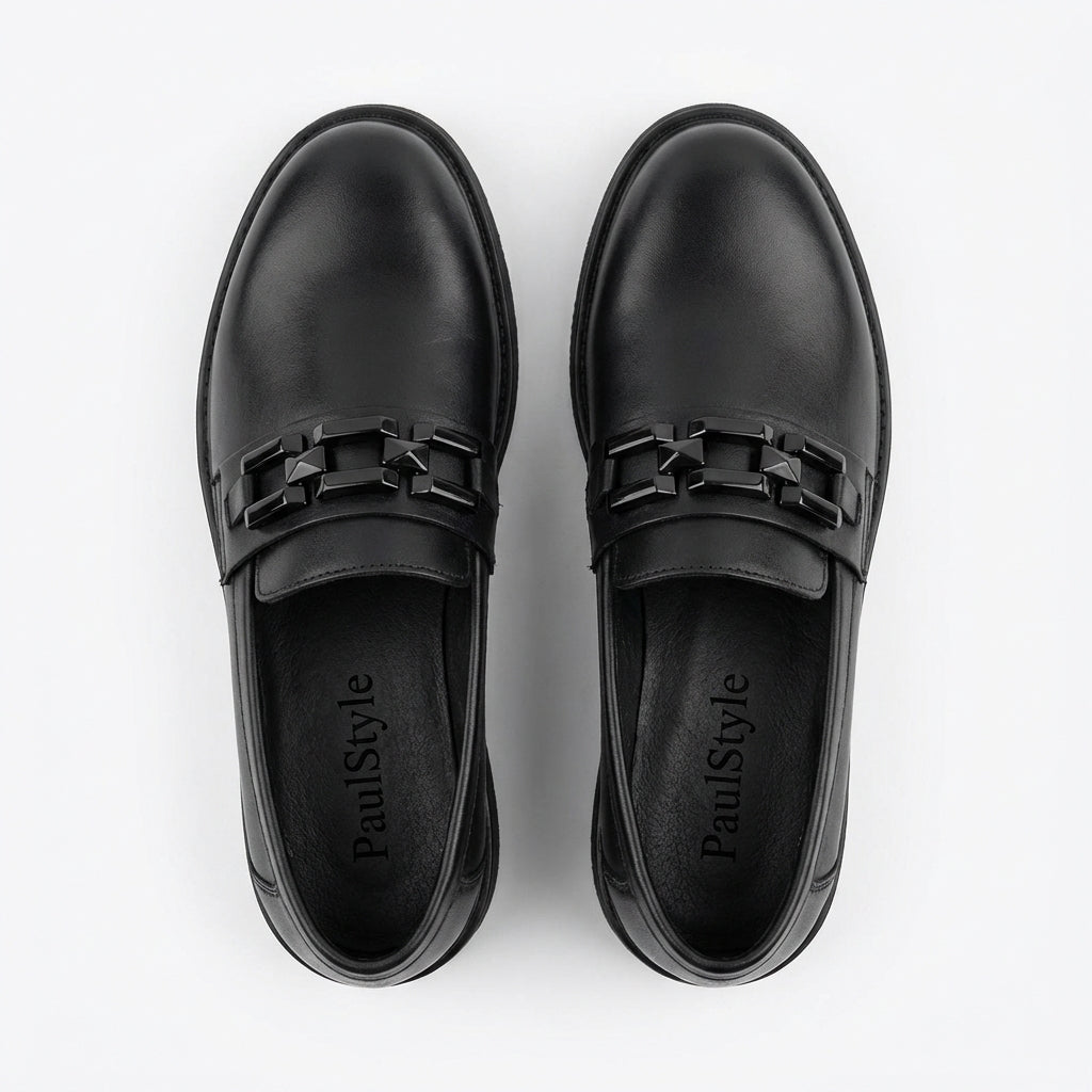 Mocasini dama negru, A - 290, din piele naturala - Paul Style