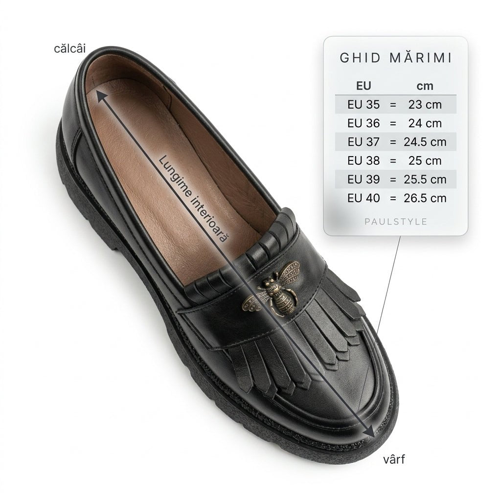 Mocasini dama negru, A - 293 - 3, din piele naturala - Paul Style