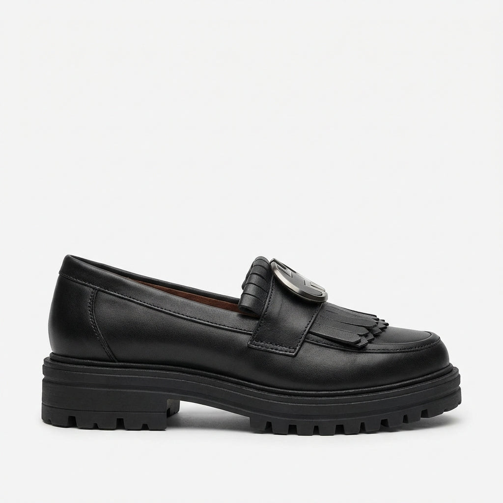 Mocasini dama negru, A - 293, din piele naturala - Paul Style