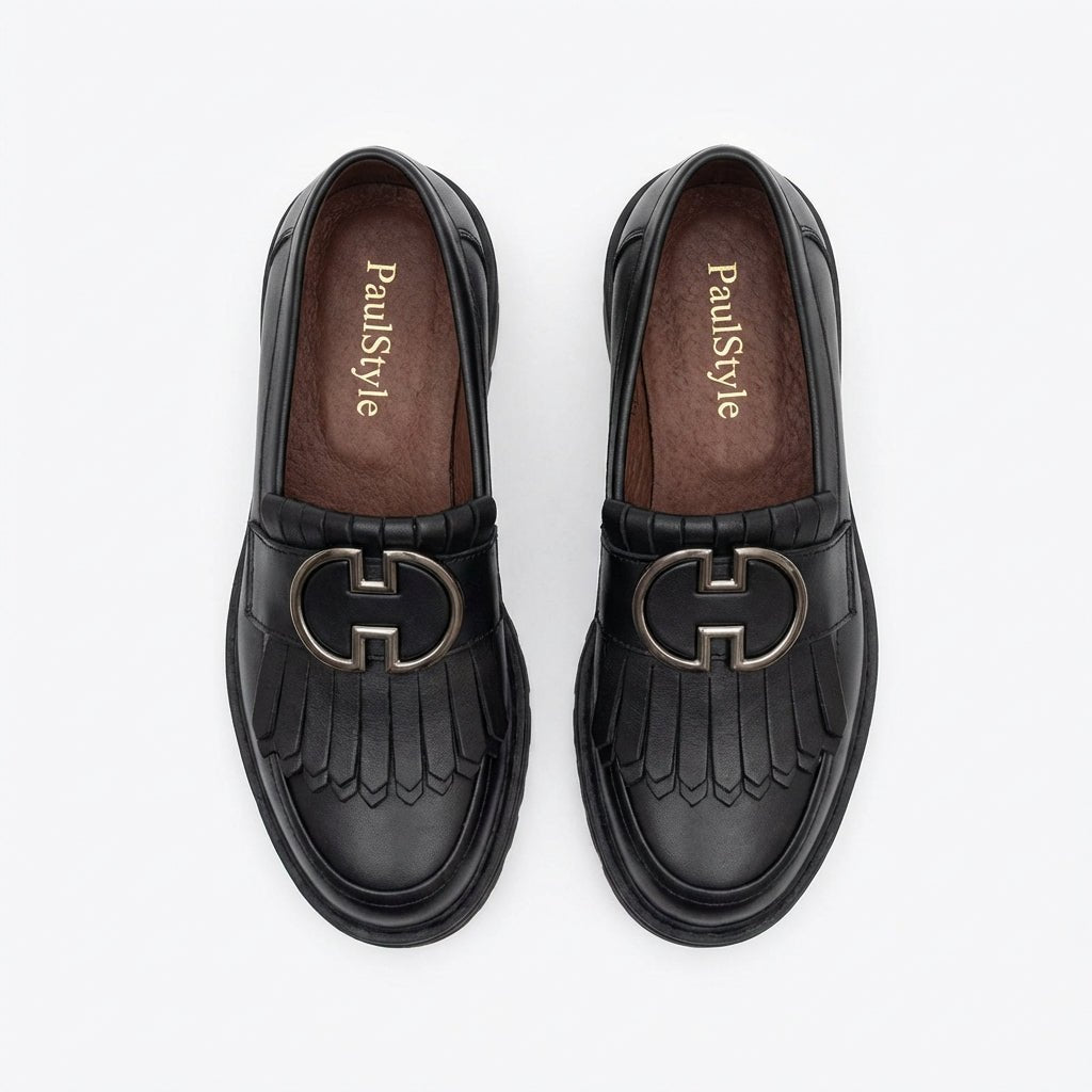 Mocasini dama negru, A - 293, din piele naturala - Paul Style