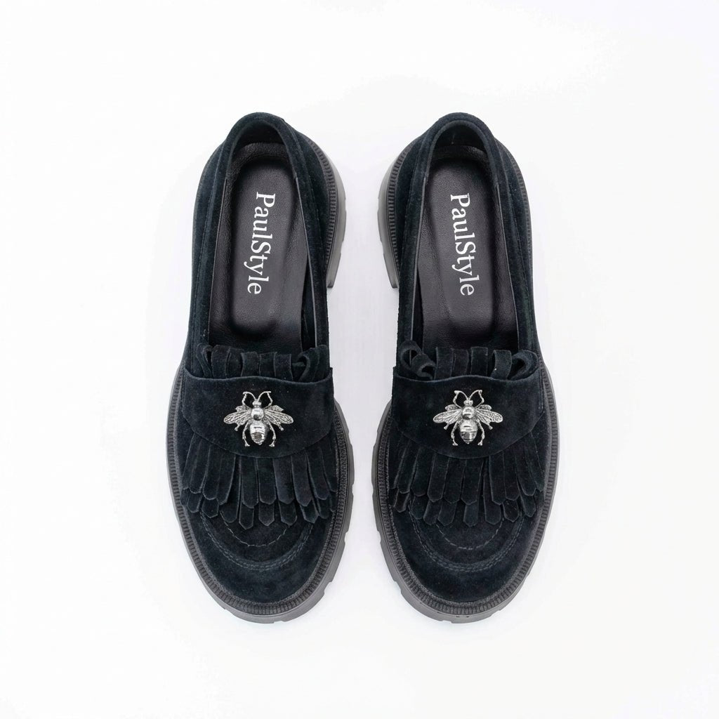 Mocasini dama negru velur, 131, din piele naturala - Paul Style