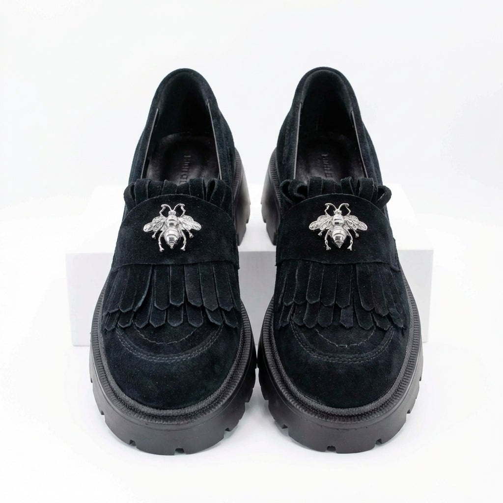 Mocasini dama negru velur, 131, din piele naturala - Paul Style