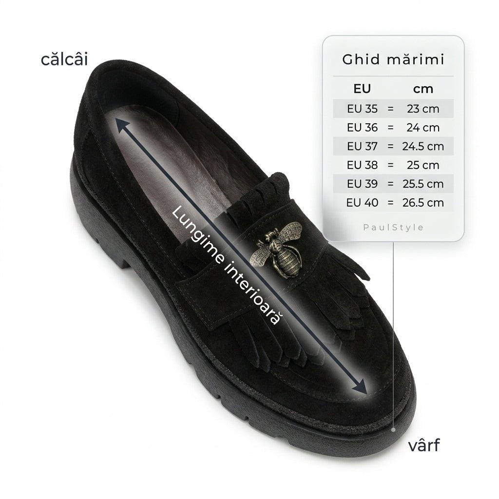 Mocasini dama negru - velur, A - 293 - 3, din piele naturala - Paul Style