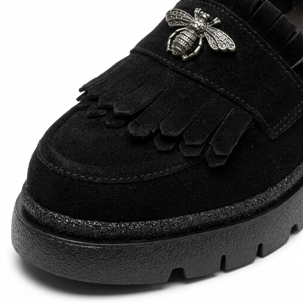 Mocasini dama negru - velur, A - 293 - 3, din piele naturala - Paul Style