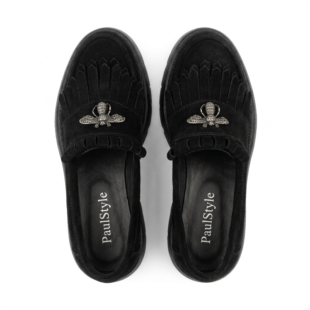 Mocasini dama negru - velur, A - 293 - 3, din piele naturala - Paul Style