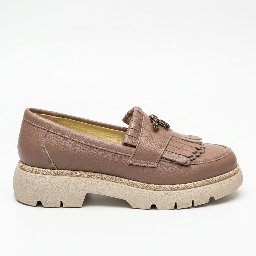 Mocasini dama nude - cappucino, A - 293 - 3, din piele naturala - Paul Style