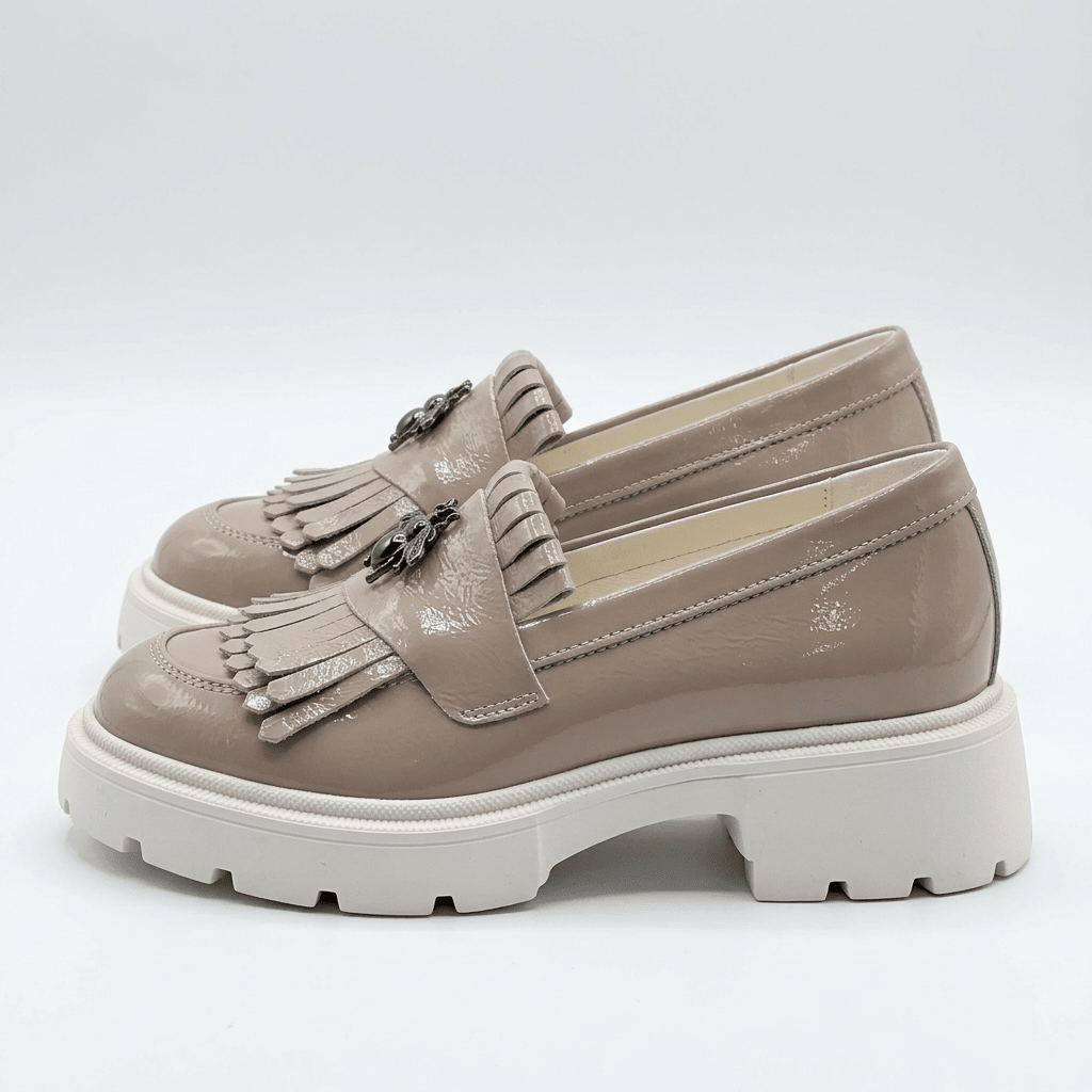 Mocasini dama nude - lac, 131, din piele naturala - Paul Style