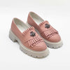 Women's pink loafers, 131, made of genuine leather