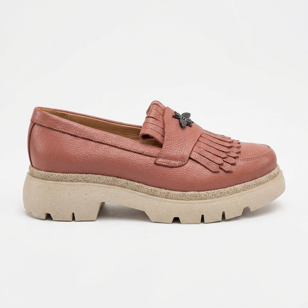 Mocasini dama roz - bizon,Ionela - 123, din piele naturala - Paul Style