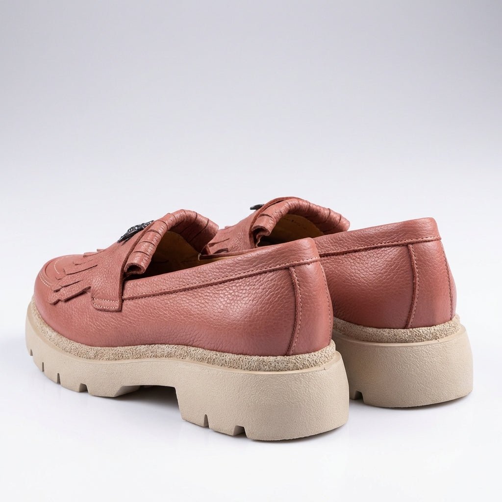 Mocasini dama roz - bizon,Ionela - 123, din piele naturala - Paul Style