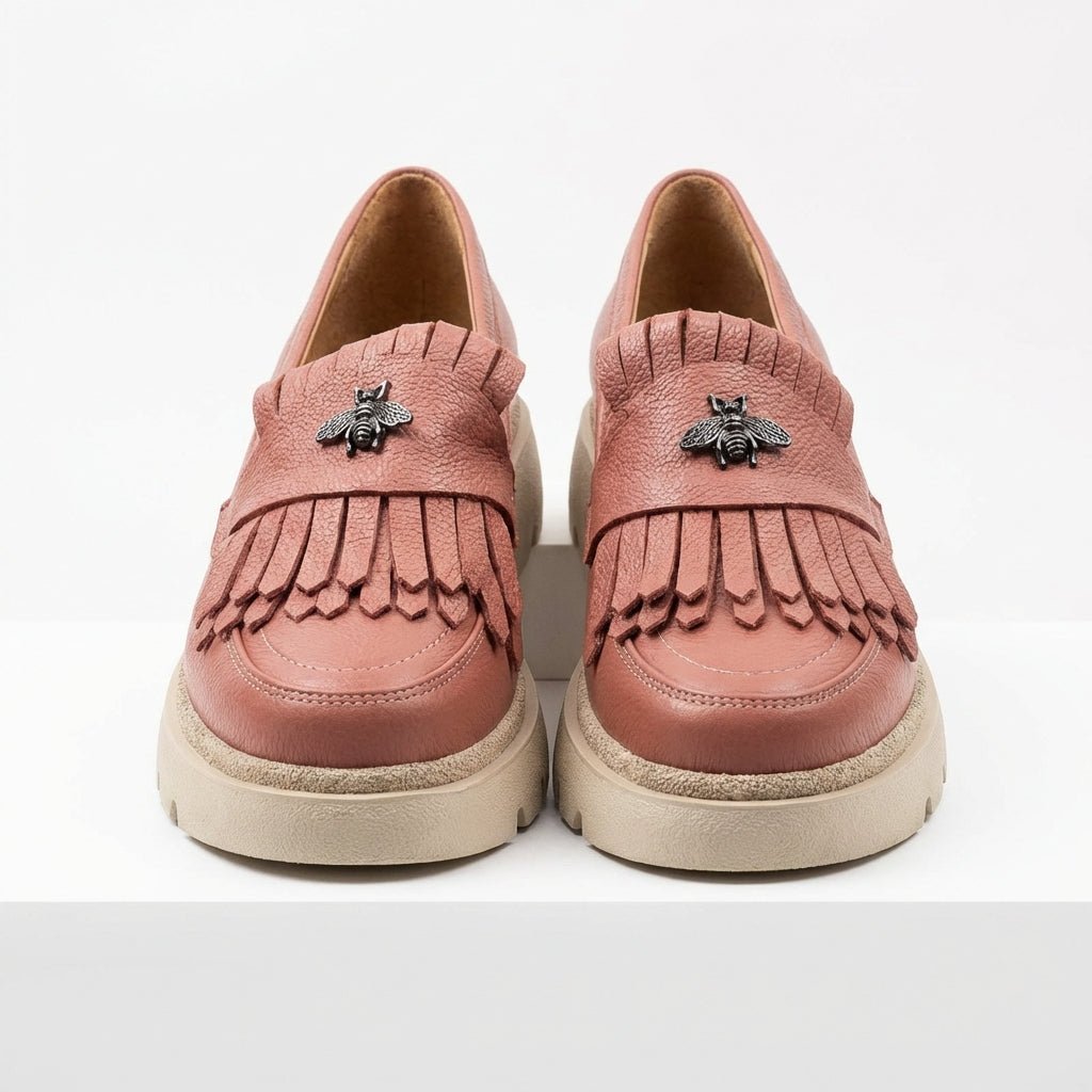 Mocasini dama roz - bizon,Ionela - 123, din piele naturala - Paul Style