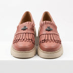 Mocasini dama roz - bizon,Ionela - 123, din piele naturala - Paul Style