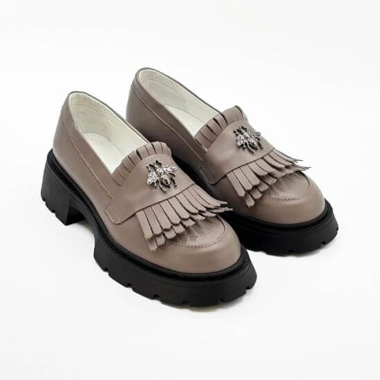 Mocasini dama taupe, 131, din piele naturala - Paul Style