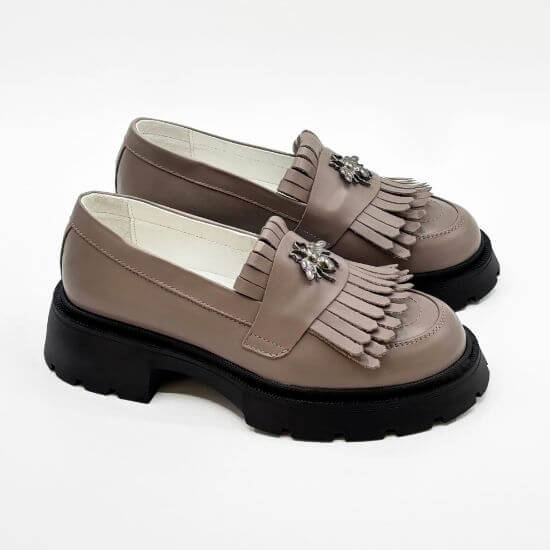 Mocasini dama taupe, 131, din piele naturala | Paul Style