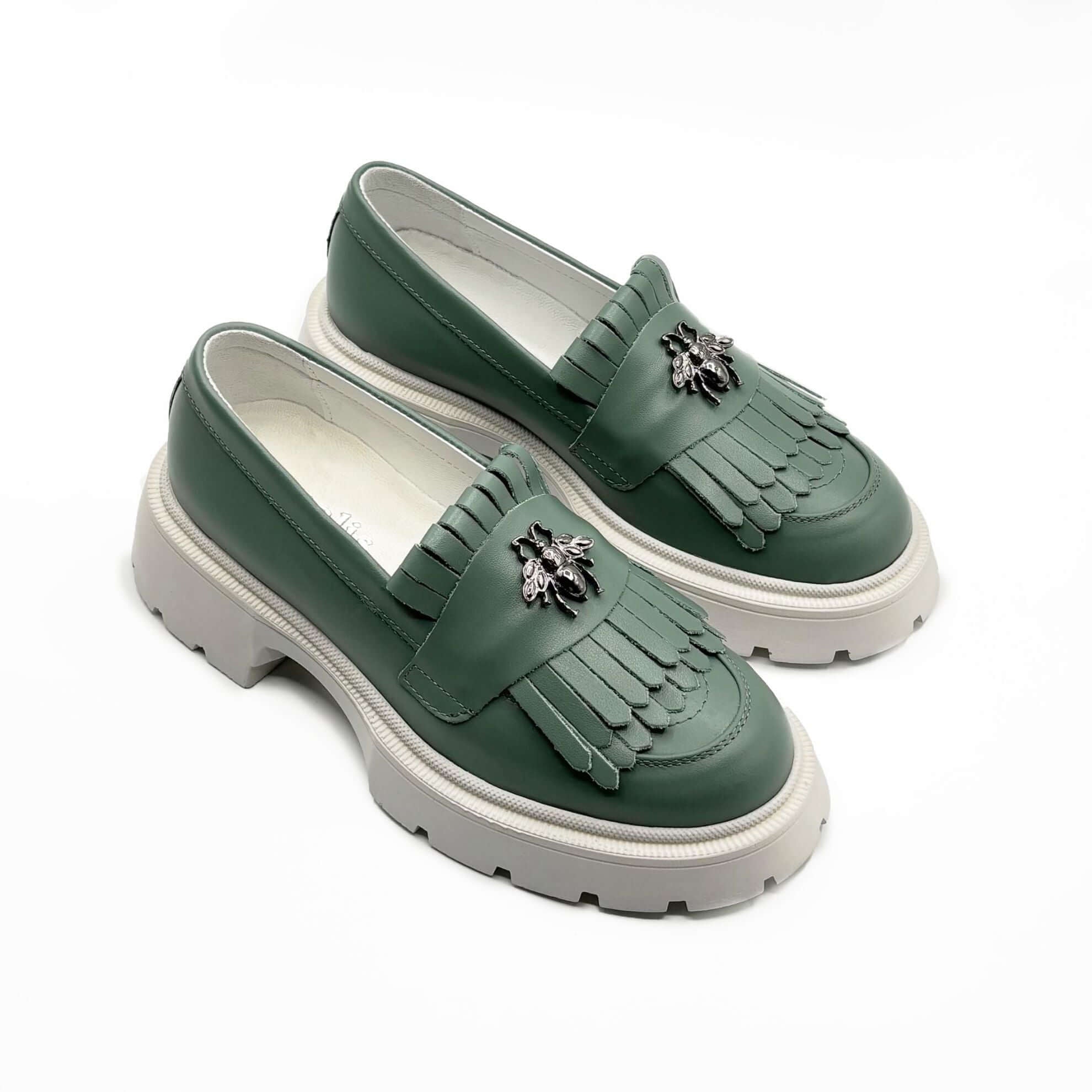 Mocasini dama verde deschis, 131, din piele naturala - Paul Style