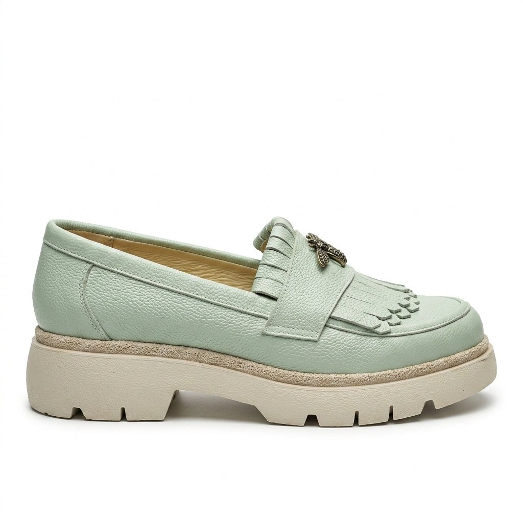 Mocasini dama verde menta, A - 293 - 3, din piele naturala - Paul Style