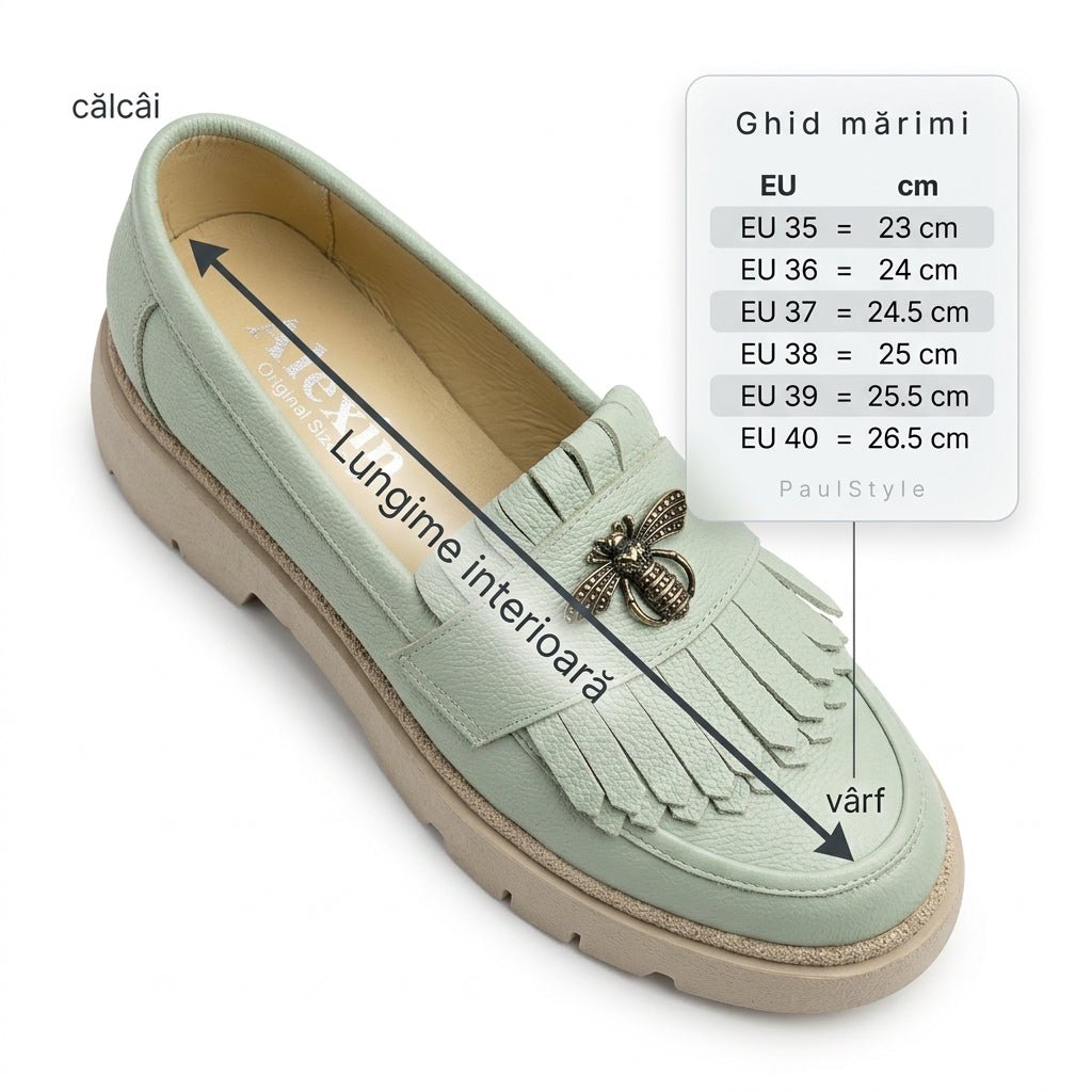 Mocasini dama verde menta, A - 293 - 3, din piele naturala - Paul Style