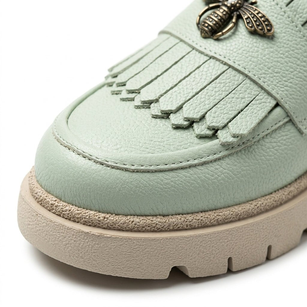 Mocasini dama verde menta, A - 293 - 3, din piele naturala - Paul Style