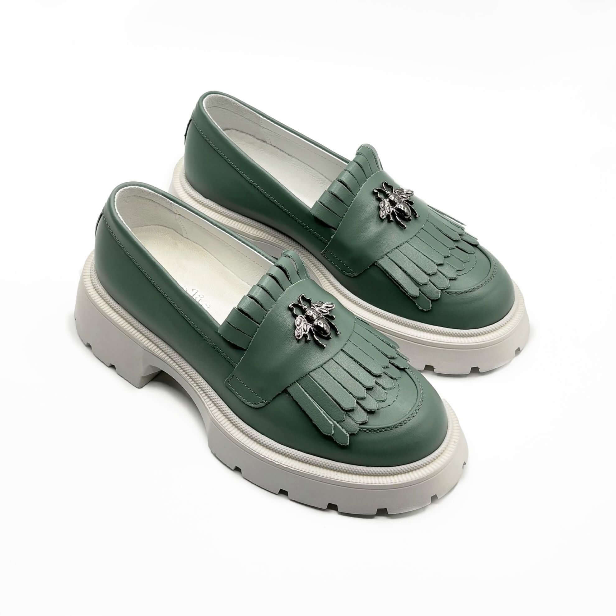 Mocasini dama verde deschis, 131, din piele naturala | Paul Style