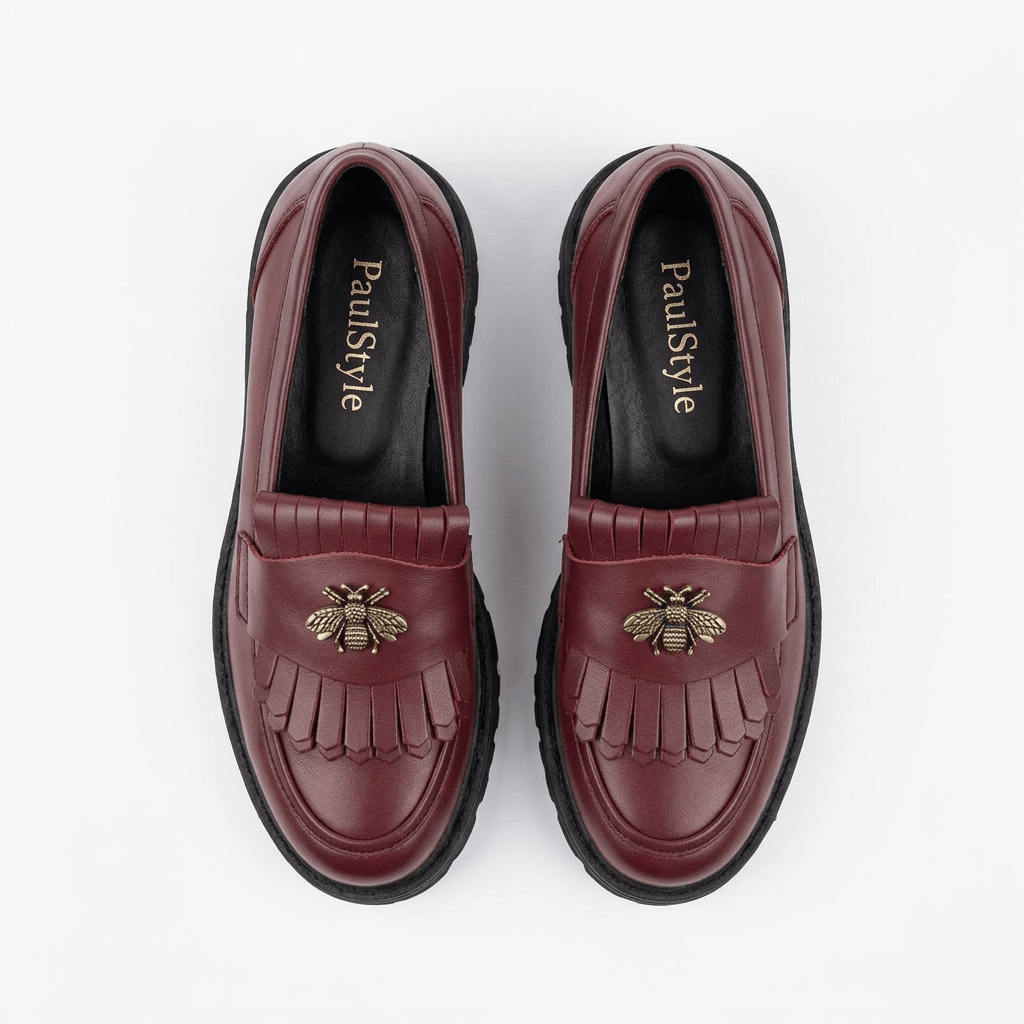 Mocasini dama visiniu, B - Florenta, din piele naturala - Paul Style