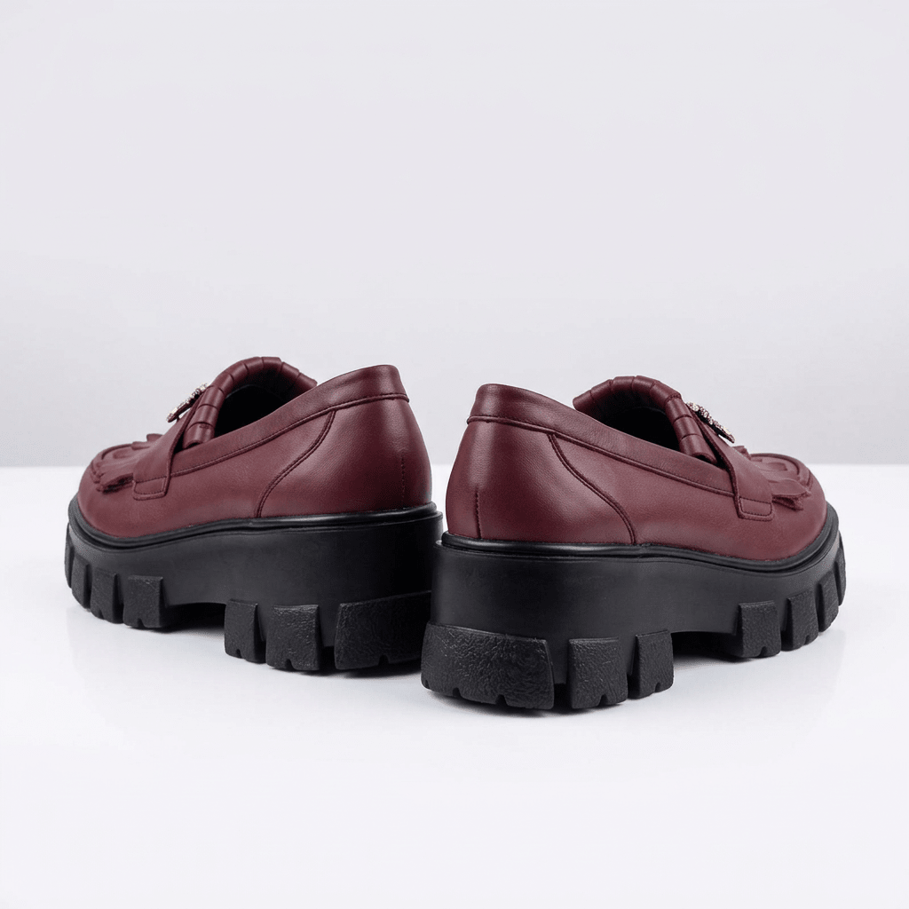 Mocasini dama visiniu, B - Melania, din piele naturala - Paul Style