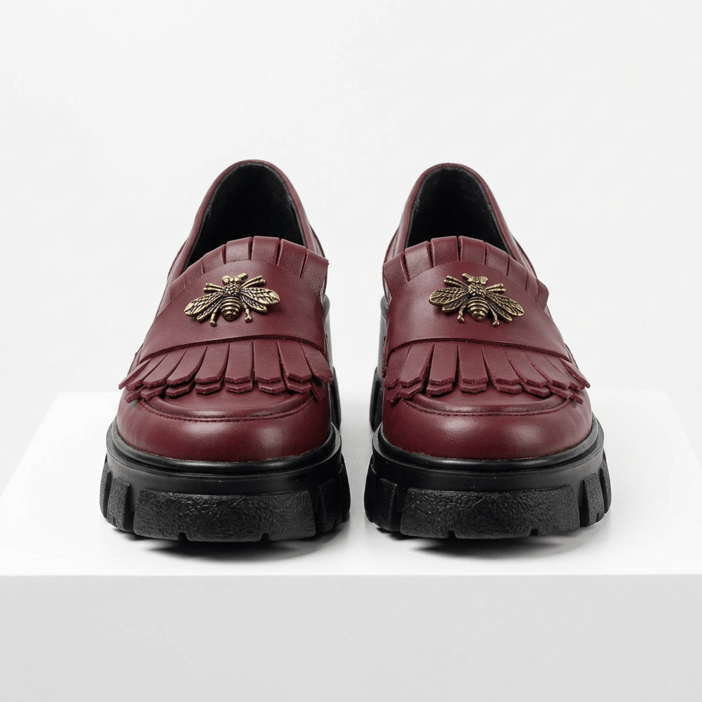 Mocasini dama visiniu, B - Melania, din piele naturala - Paul Style