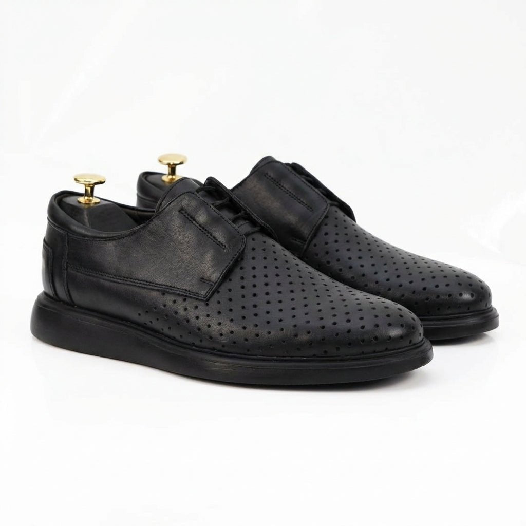 Pantofi casual barbati, 558G, din piele naturala negru - Paul Style