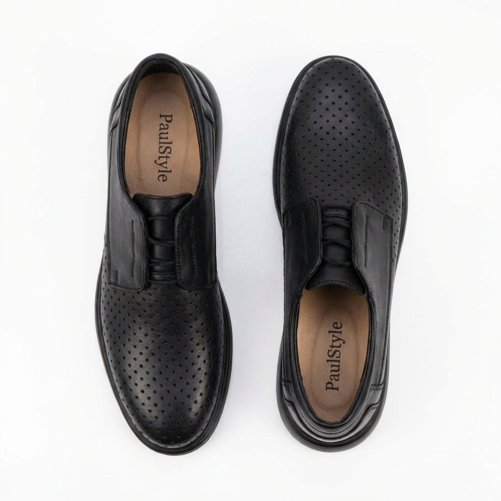 Pantofi casual barbati, 558G, din piele naturala negru - Paul Style